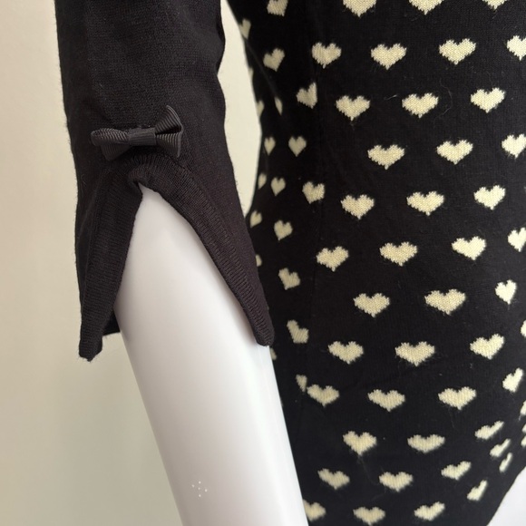 Vintage Banned Apparel Heart Sweater Womens Size Small 3/4 Bow Tie Boatneck - Picture 5 of 14
